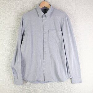 Lululemon Shirt Mens Large Blue Gray Button Up Long Sleeve Stretch Performance